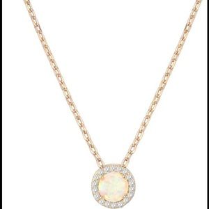 14K Gold Plated Opal Pendant ZirconiaNecklace